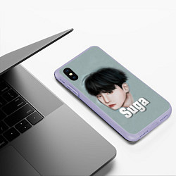 Чехол iPhone XS Max матовый BTS Suga, цвет: 3D-светло-сиреневый — фото 2