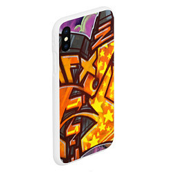 Чехол iPhone XS Max матовый Orange Graffiti, цвет: 3D-белый — фото 2