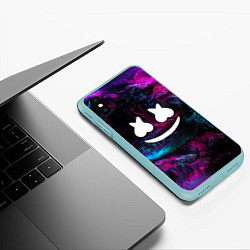 Чехол iPhone XS Max матовый Marshmello NEON, цвет: 3D-мятный — фото 2