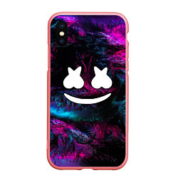 Чехол iPhone XS Max матовый Marshmello NEON, цвет: 3D-баблгам