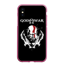 Чехол iPhone XS Max матовый God of War: Kratos, цвет: 3D-малиновый