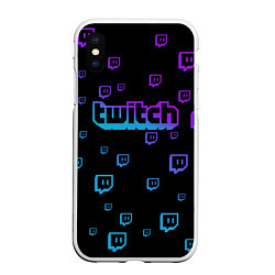 Чехол iPhone XS Max матовый Twitch: Neon Style, цвет: 3D-белый