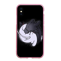 Чехол iPhone XS Max матовый Night Fury: Yin Yang, цвет: 3D-розовый