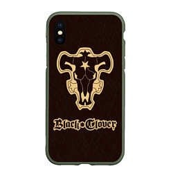 Чехол iPhone XS Max матовый Black Clover, цвет: 3D-темно-зеленый