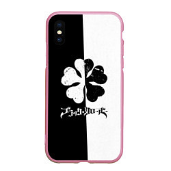 Чехол iPhone XS Max матовый Чёрный клевер, цвет: 3D-розовый