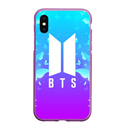 Чехол iPhone XS Max матовый BTS: Violet Butterflies, цвет: 3D-фиолетовый