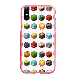 Чехол iPhone XS Max матовый Minecraft Cubes, цвет: 3D-баблгам