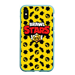 Чехол iPhone XS Max матовый Brawl Stars: Yellow & Black, цвет: 3D-мятный