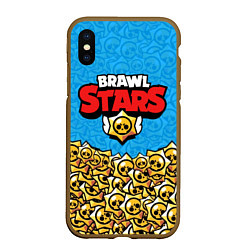 Чехол iPhone XS Max матовый Brawl Stars: Blue Style, цвет: 3D-коричневый