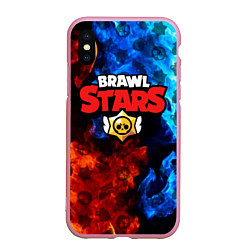 Чехол iPhone XS Max матовый BRAWL STARS, цвет: 3D-розовый