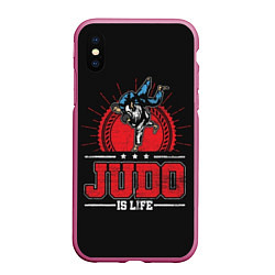 Чехол iPhone XS Max матовый Judo is life, цвет: 3D-малиновый