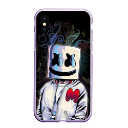 Чехол iPhone XS Max матовый Marshmello XXX, цвет: 3D-светло-сиреневый