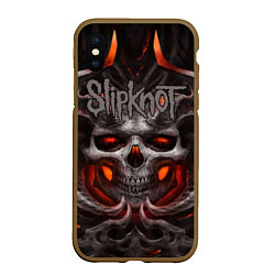 Чехол iPhone XS Max матовый Slipknot: Hell Skull, цвет: 3D-коричневый