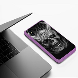 Чехол iPhone XS Max матовый Slipknot: Devil Skull, цвет: 3D-фиолетовый — фото 2