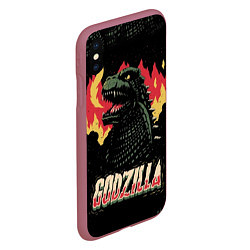 Чехол iPhone XS Max матовый Flame Godzilla, цвет: 3D-малиновый — фото 2