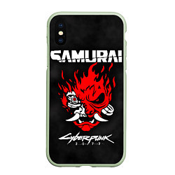 Чехол iPhone XS Max матовый Cyberpunk 2077: Samurai, цвет: 3D-салатовый