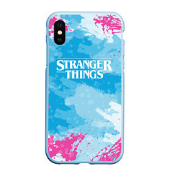 Чехол iPhone XS Max матовый STRANGER THINGS, цвет: 3D-голубой