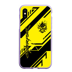 Чехол iPhone XS Max матовый Cyberpunk 2077: Yellow Samurai, цвет: 3D-светло-сиреневый