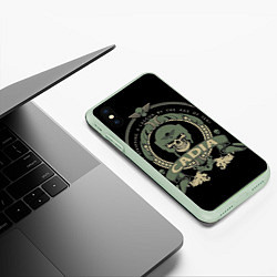 Чехол iPhone XS Max матовый Вархаммер - Cadia skull, цвет: 3D-салатовый — фото 2