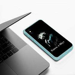 Чехол iPhone XS Max матовый Король и Шут: автограф, цвет: 3D-мятный — фото 2