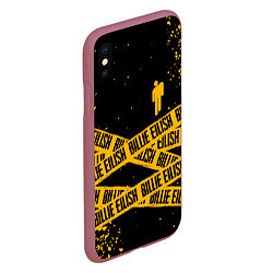 Чехол iPhone XS Max матовый BILLIE EILISH: Yellow & Black Tape, цвет: 3D-малиновый — фото 2