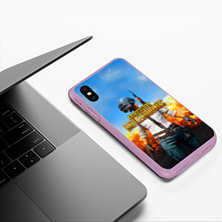Чехол iPhone XS Max матовый PUBG, цвет: 3D-сиреневый — фото 2