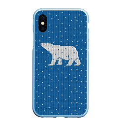 Чехол iPhone XS Max матовый Свитер с медведем, цвет: 3D-голубой