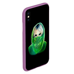 Чехол iPhone XS Max матовый Billie Eilish: Green Acid, цвет: 3D-фиолетовый — фото 2