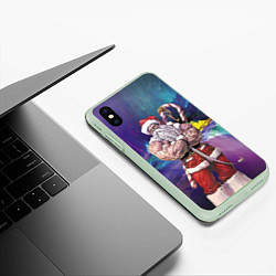 Чехол iPhone XS Max матовый Крутой дед мороз, цвет: 3D-салатовый — фото 2