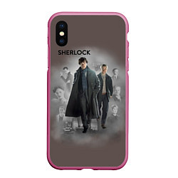 Чехол iPhone XS Max матовый Sherlock, цвет: 3D-малиновый