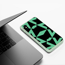 Чехол iPhone XS Max матовый Abstract zigzag pattern, цвет: 3D-салатовый — фото 2