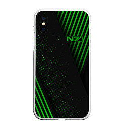 Чехол iPhone XS Max матовый Mass Effect N7, цвет: 3D-белый