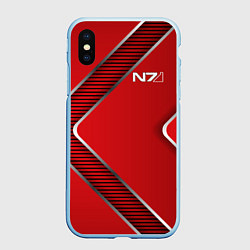 Чехол iPhone XS Max матовый Mass Effect N7, цвет: 3D-голубой