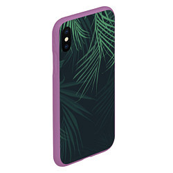 Чехол iPhone XS Max матовый Пальмовый узор, цвет: 3D-фиолетовый — фото 2