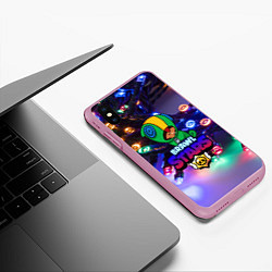 Чехол iPhone XS Max матовый BRAWL STARS НОВОГОДНИЙ, цвет: 3D-розовый — фото 2