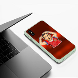 Чехол iPhone XS Max матовый Дзюба Russia edition, цвет: 3D-салатовый — фото 2