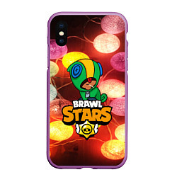 Чехол iPhone XS Max матовый BRAWL STARS НОВОГОДНИЙ, цвет: 3D-фиолетовый