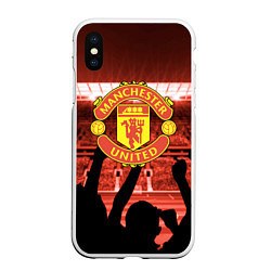 Чехол iPhone XS Max матовый Manchester United, цвет: 3D-белый