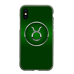 Чехол iPhone XS Max матовый Taurus Телец, цвет: 3D-темно-зеленый