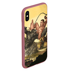 Чехол iPhone XS Max матовый Aniki Fight Art, цвет: 3D-малиновый — фото 2