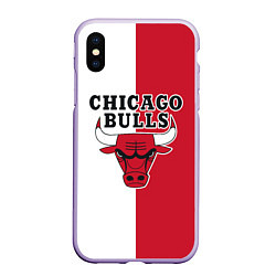 Чехол iPhone XS Max матовый CHICAGO BULLS, цвет: 3D-светло-сиреневый