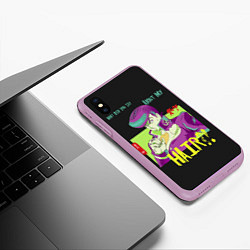 Чехол iPhone XS Max матовый Приключения ДжоДжо Hair?!, цвет: 3D-сиреневый — фото 2