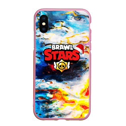 Чехол iPhone XS Max матовый BRAWL STARS, цвет: 3D-розовый