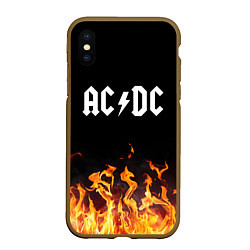 Чехол iPhone XS Max матовый AC DC, цвет: 3D-коричневый