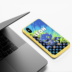 Чехол iPhone XS Max матовый BRAWL STARS ОБОРОТЕНЬ LEON, цвет: 3D-желтый — фото 2