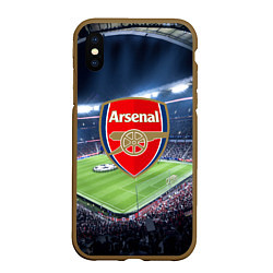 Чехол iPhone XS Max матовый FC Arsenal, цвет: 3D-коричневый