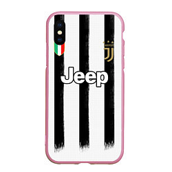 Чехол iPhone XS Max матовый Juventus home 20-21, цвет: 3D-розовый