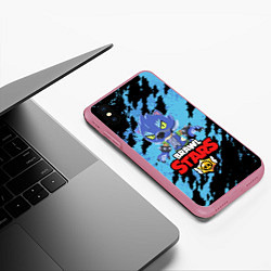 Чехол iPhone XS Max матовый BRAWL STARS ОБОРОТЕНЬ LEON, цвет: 3D-малиновый — фото 2