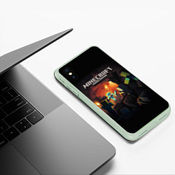 Чехол iPhone XS Max матовый MINECRAFT, цвет: 3D-салатовый — фото 2