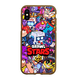 Чехол iPhone XS Max матовый BRAWL STARS 8-BIT, цвет: 3D-коричневый